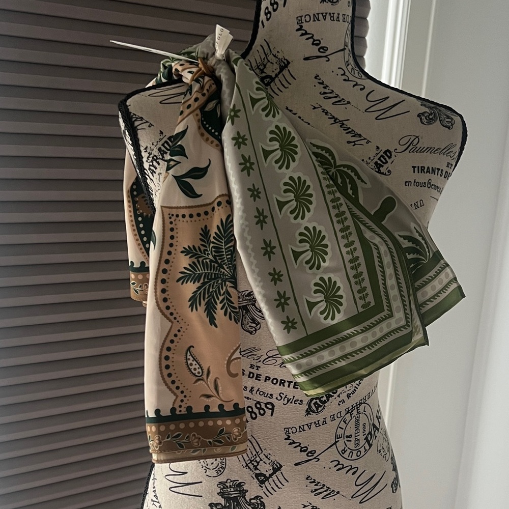 Elegant Green and Beige Scarves